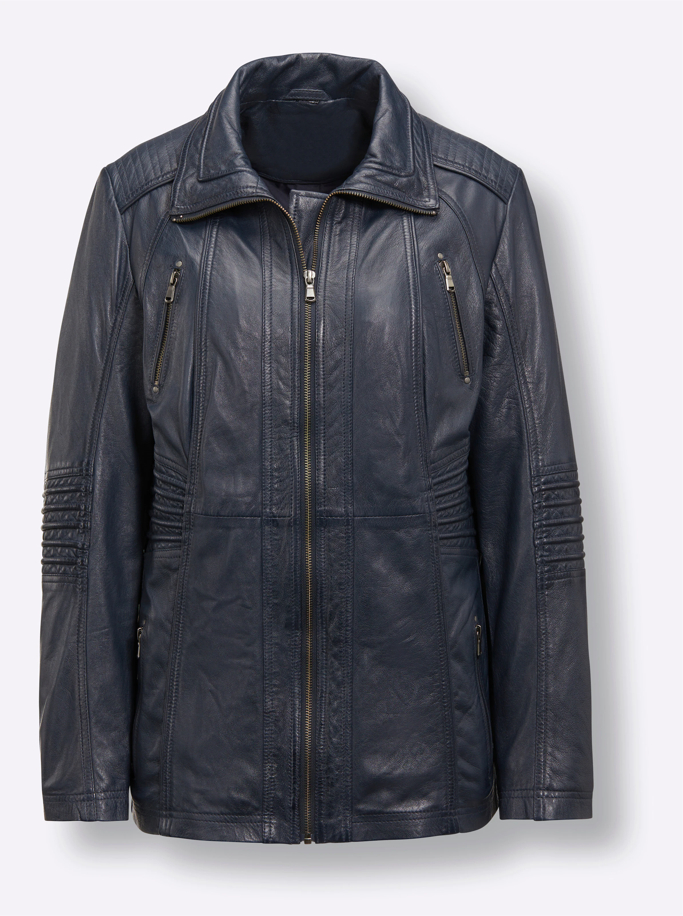 Lederjacke in marine