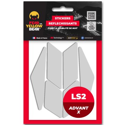 Stickers Réfléchissants Fear The Yellow Bear REPLICA LS2 ADVANT-X - Blanc