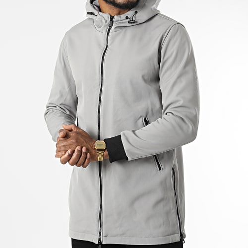 Veste Zippée Capuche Gris Anthracite