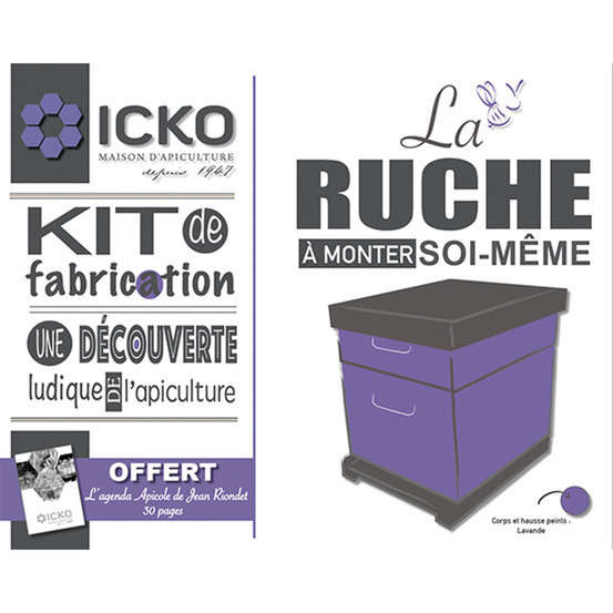 Ruche Dadant 10 cadres à monter prépeinte couleur Lavande