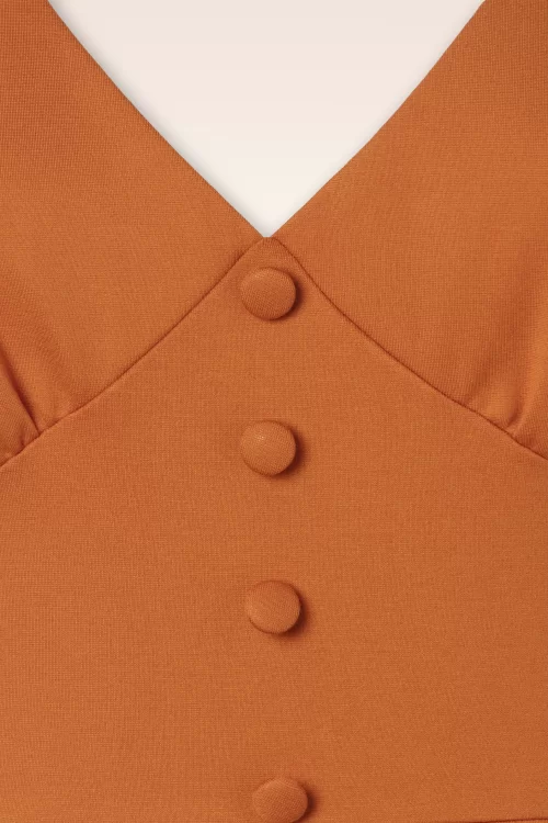 Vixen Button Front Midi Flare jurk in oranje