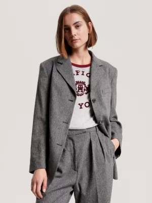 Blazer Neppy Relaxed Fit de Abotoamento Simples