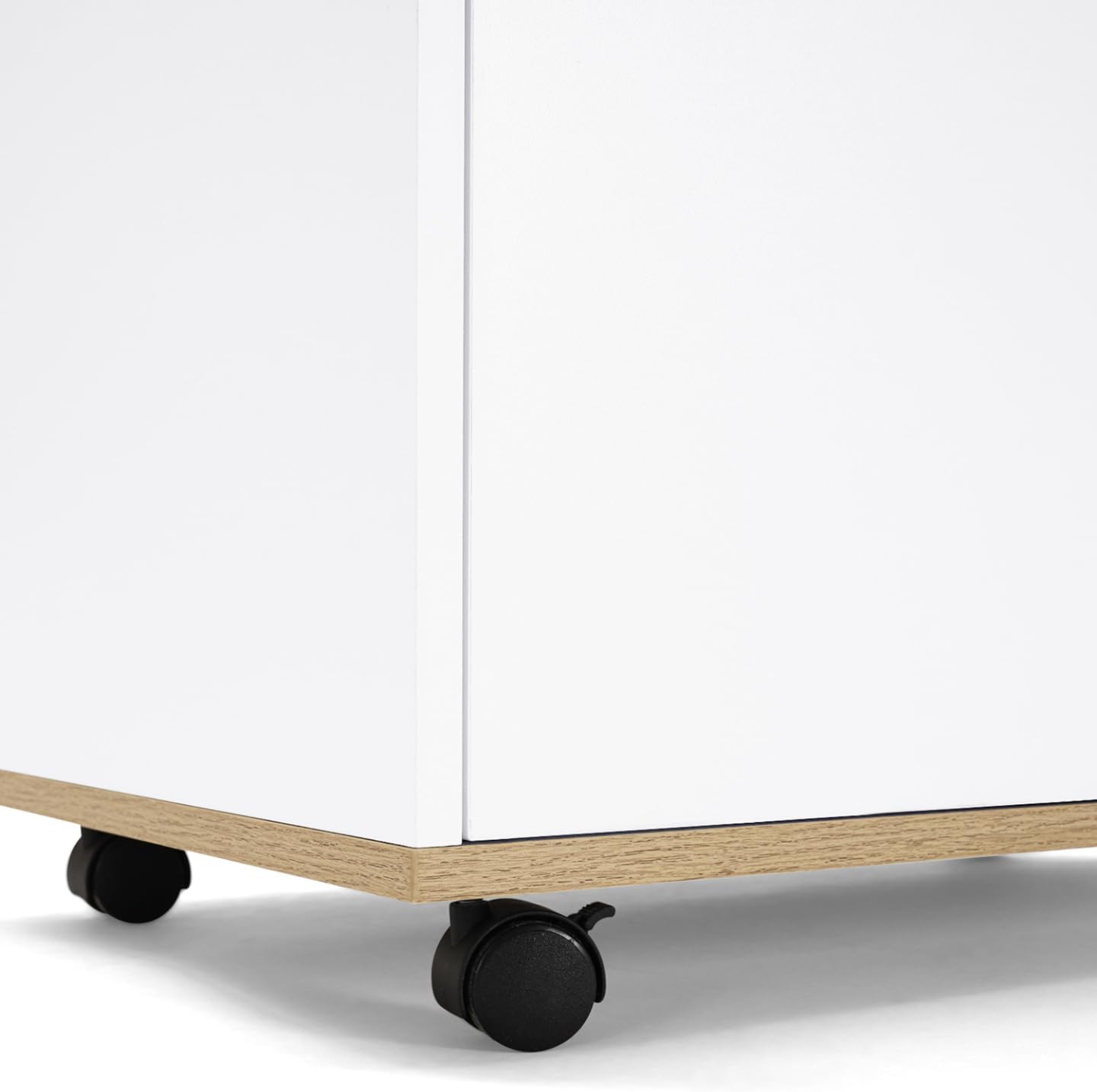 IDMarket - Desserte de cuisine COSY placard avec tiroir bois blanc et plateaux façon hêtre L.60 CM WH4151998