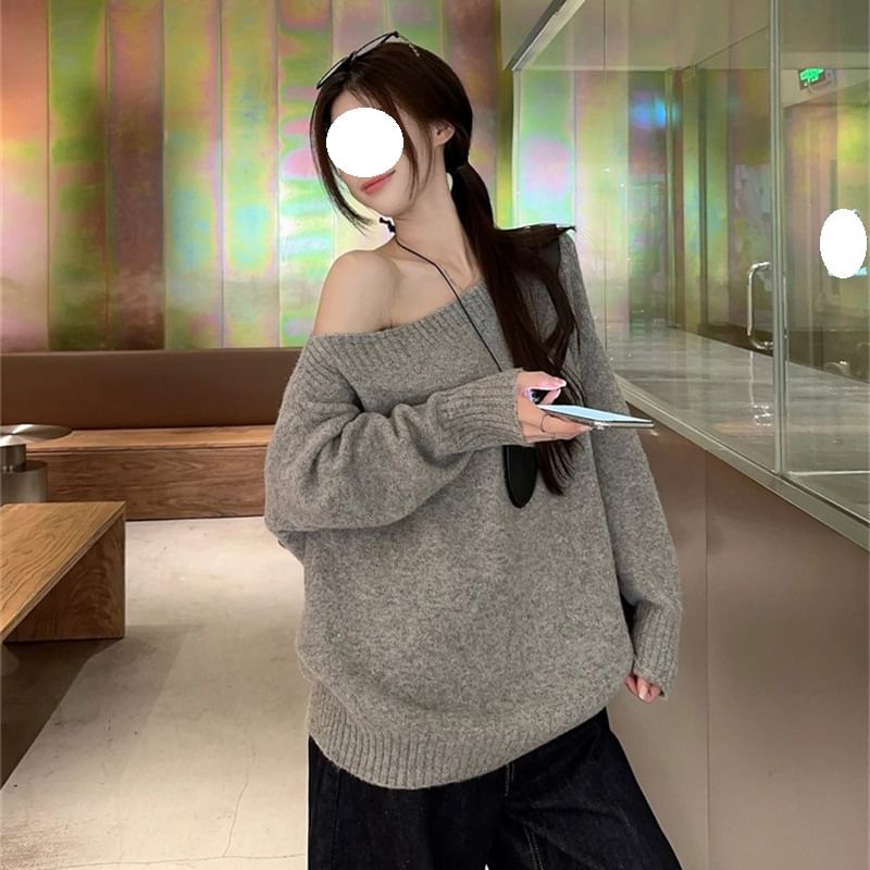 Beaustreet - Off-Shoulder Effen Trui