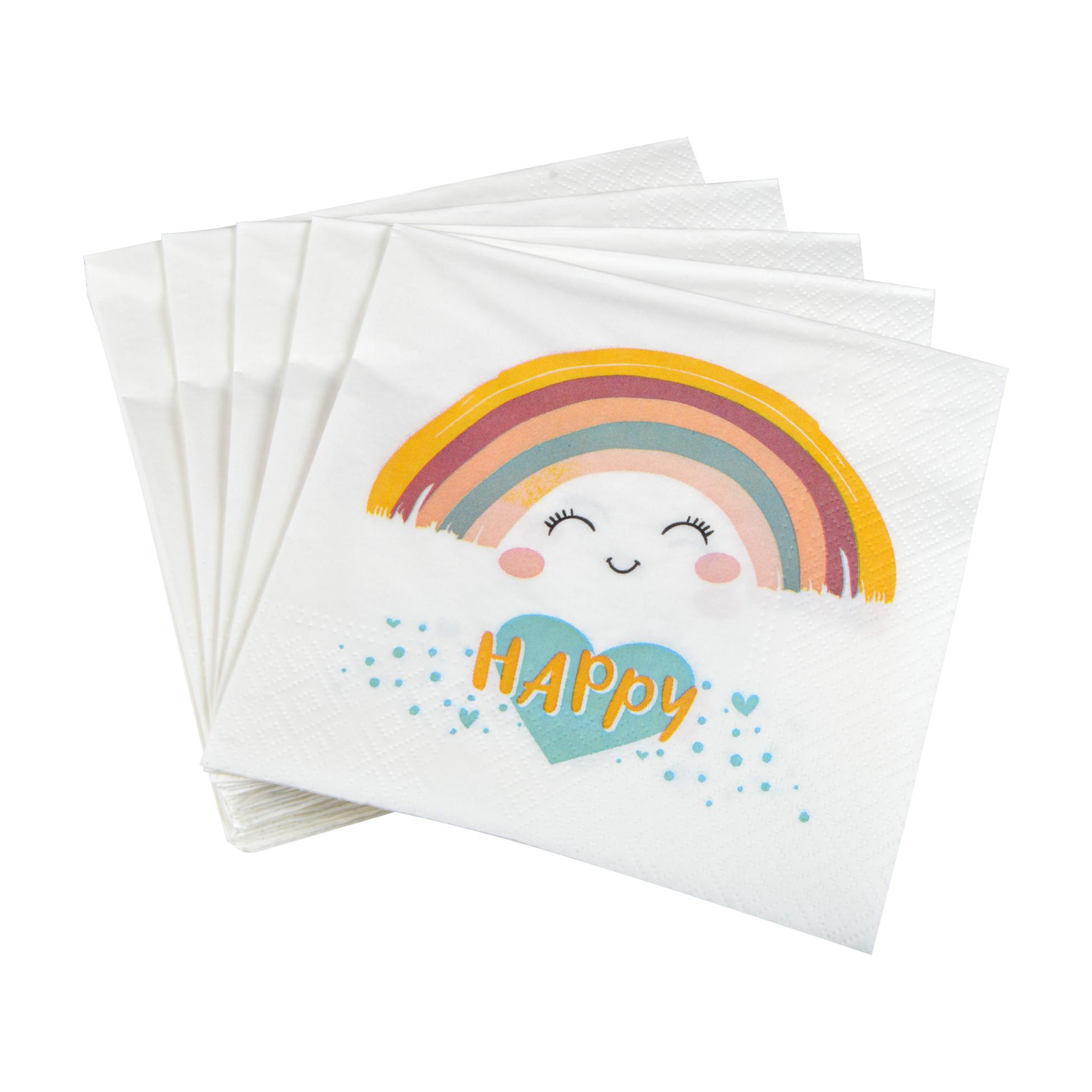 SET 20 SERVIETTES PAPIER 33X33CM RAINBOW