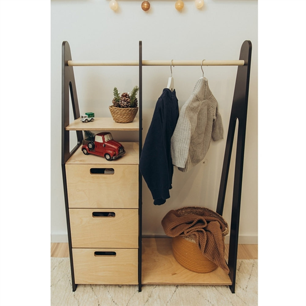 Køb Duck Woodworks Børnegarderobe m. Skuffer Black