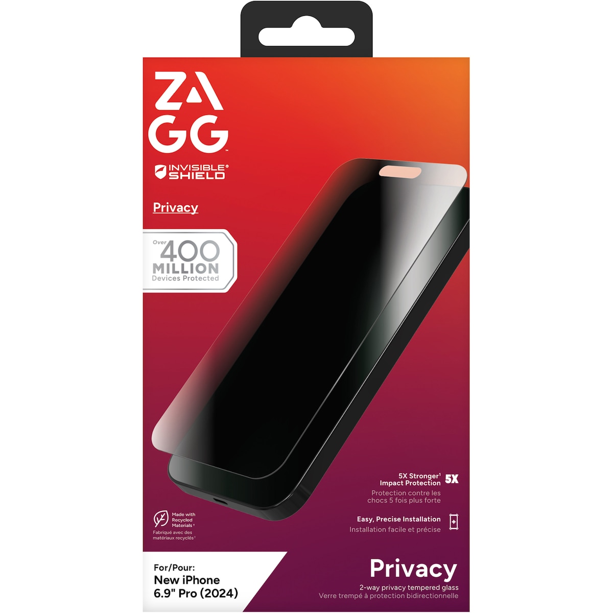 Zagg iPhone 16 Pro Max Glass Elite Privacy skjermbeskytter