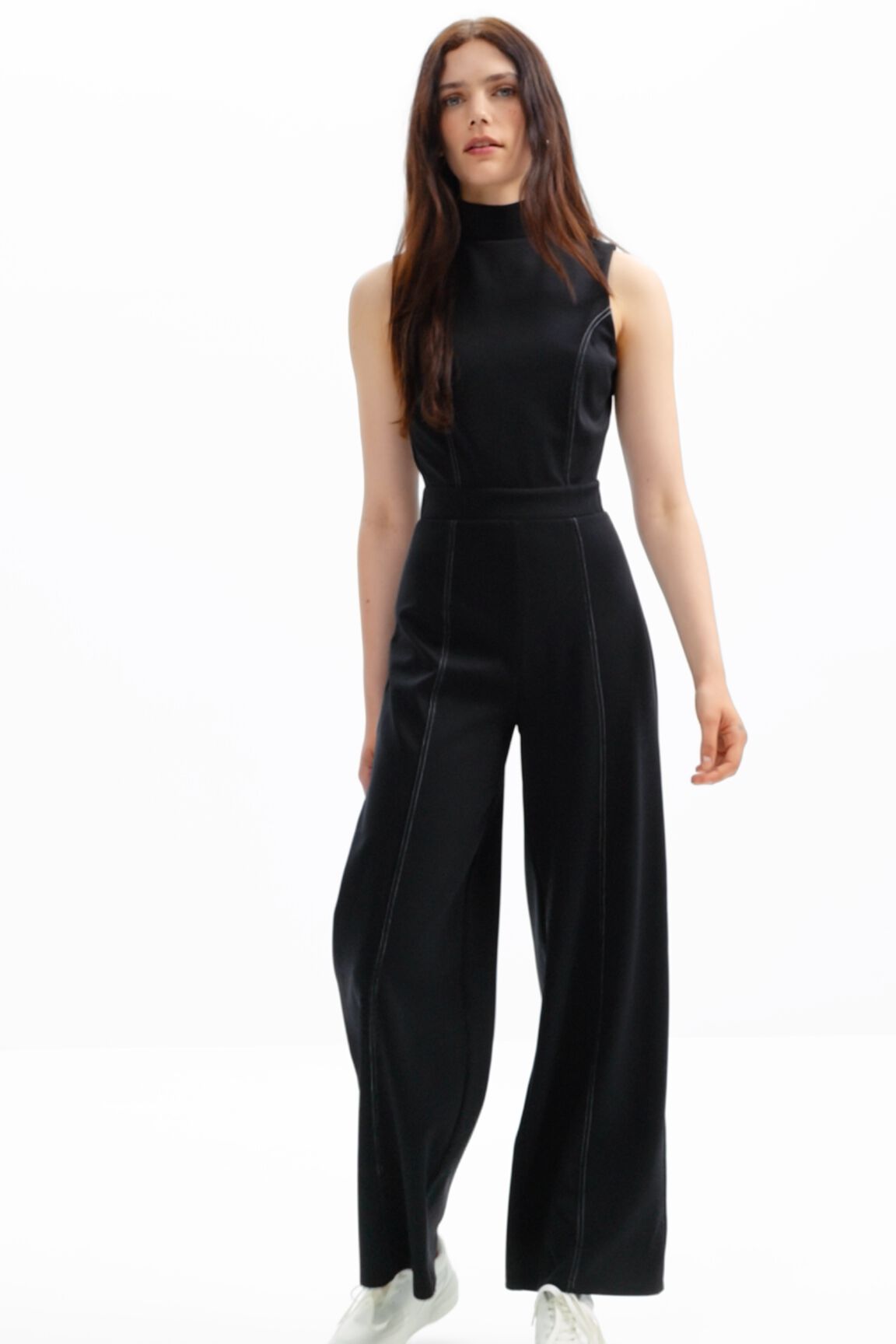 Combinaison jupe-culotte surpiqûres