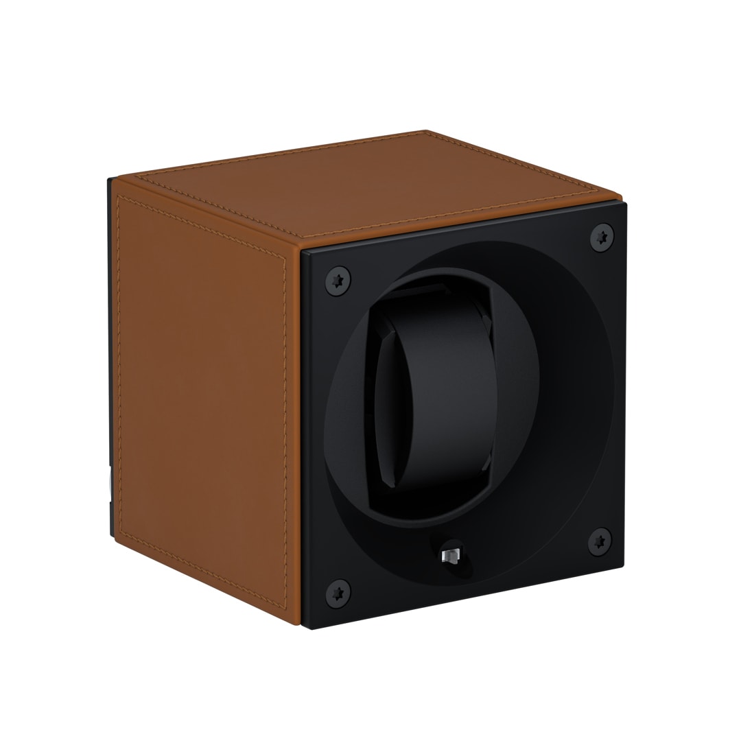 SwissKubik Masterbox Leder Cognac - 1 Uhr