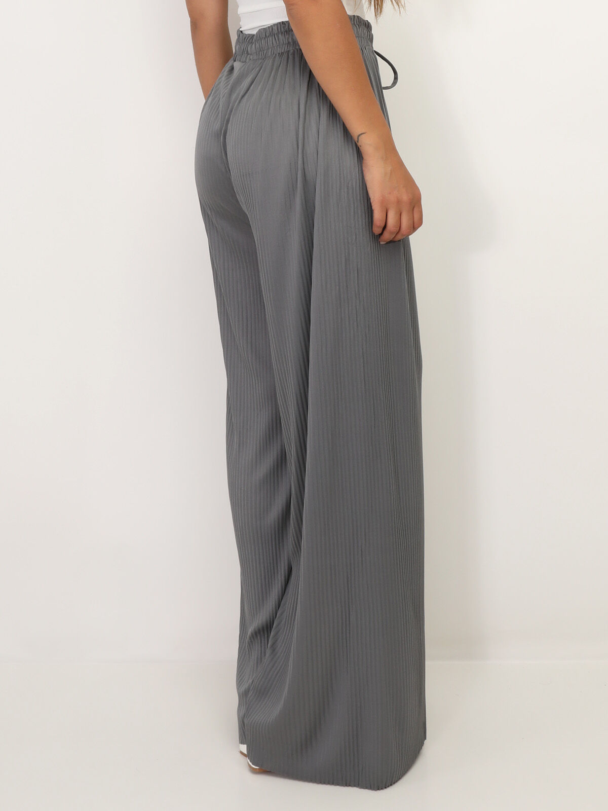 Pantalon large plissé- Gris foncé