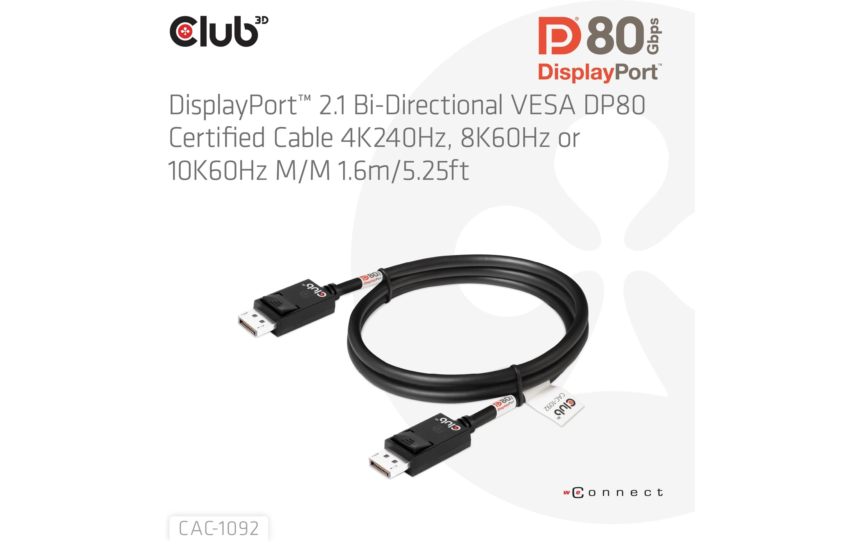 Kabel CAC-1092 DisplayPort - DisplayPort, 1.6 mBi-Direktionales DisplayPort-Kabel