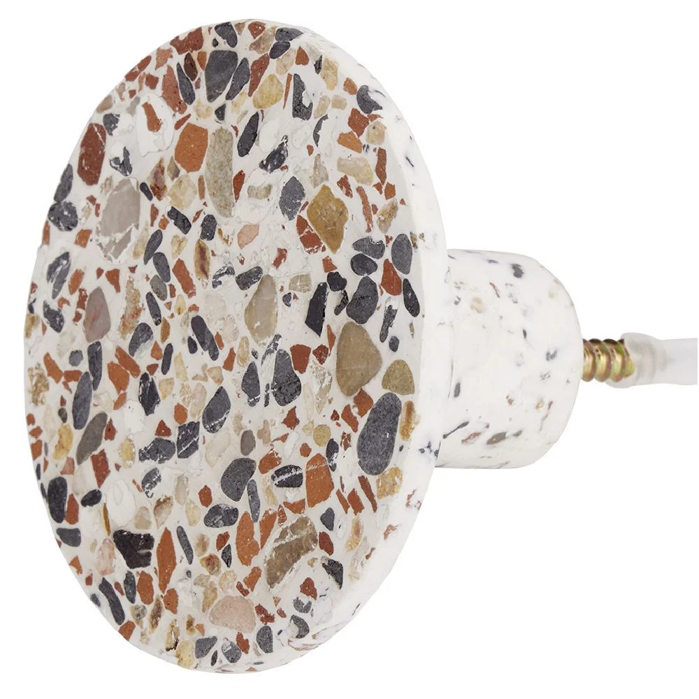 Patère murale ronde motif terrazzo polyrésine Ø8cm