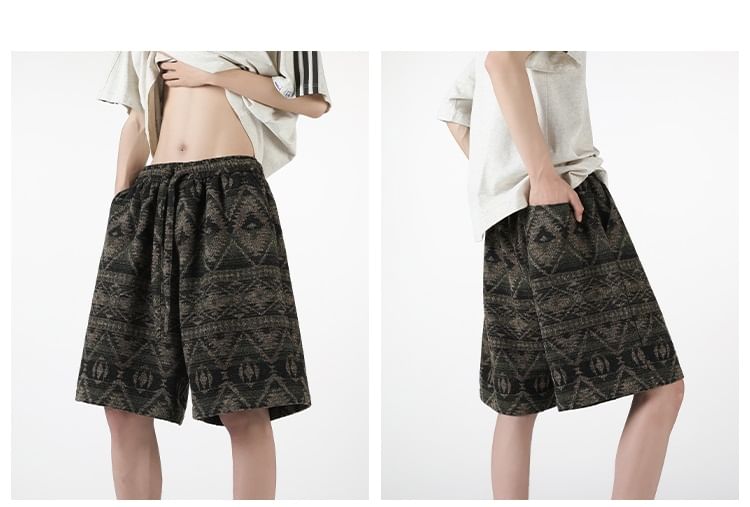 AXEN - Bermudashorts met trekkoord en patroon