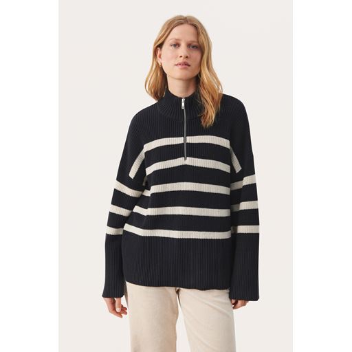Part Two RajanaPW Striktrøje, Dark Navy Stripe, XL