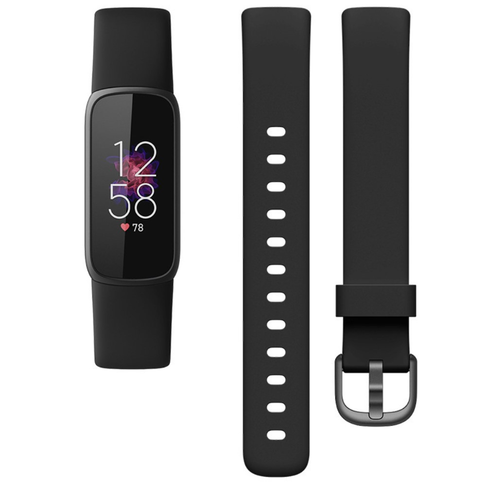 (Gr. XS) Fitbit Luxe / Luxe Special Edition Silikon Armband mit Dornschliesse (Gelenkumfang ca. 142 - 208mm) - Schwarz / Silber