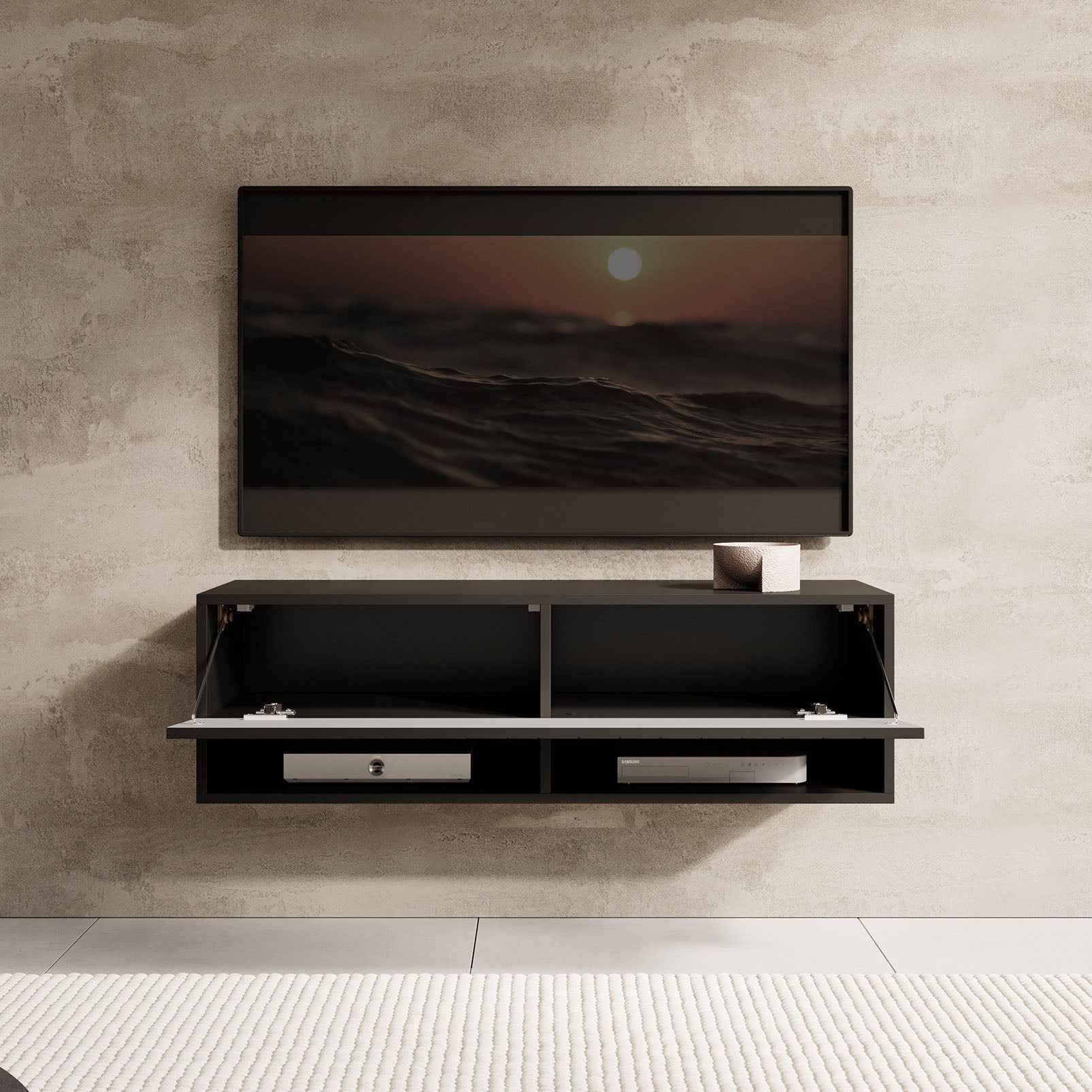 Meubella - TV-Meubel Asino - Zwart Visgraat - 100 cm