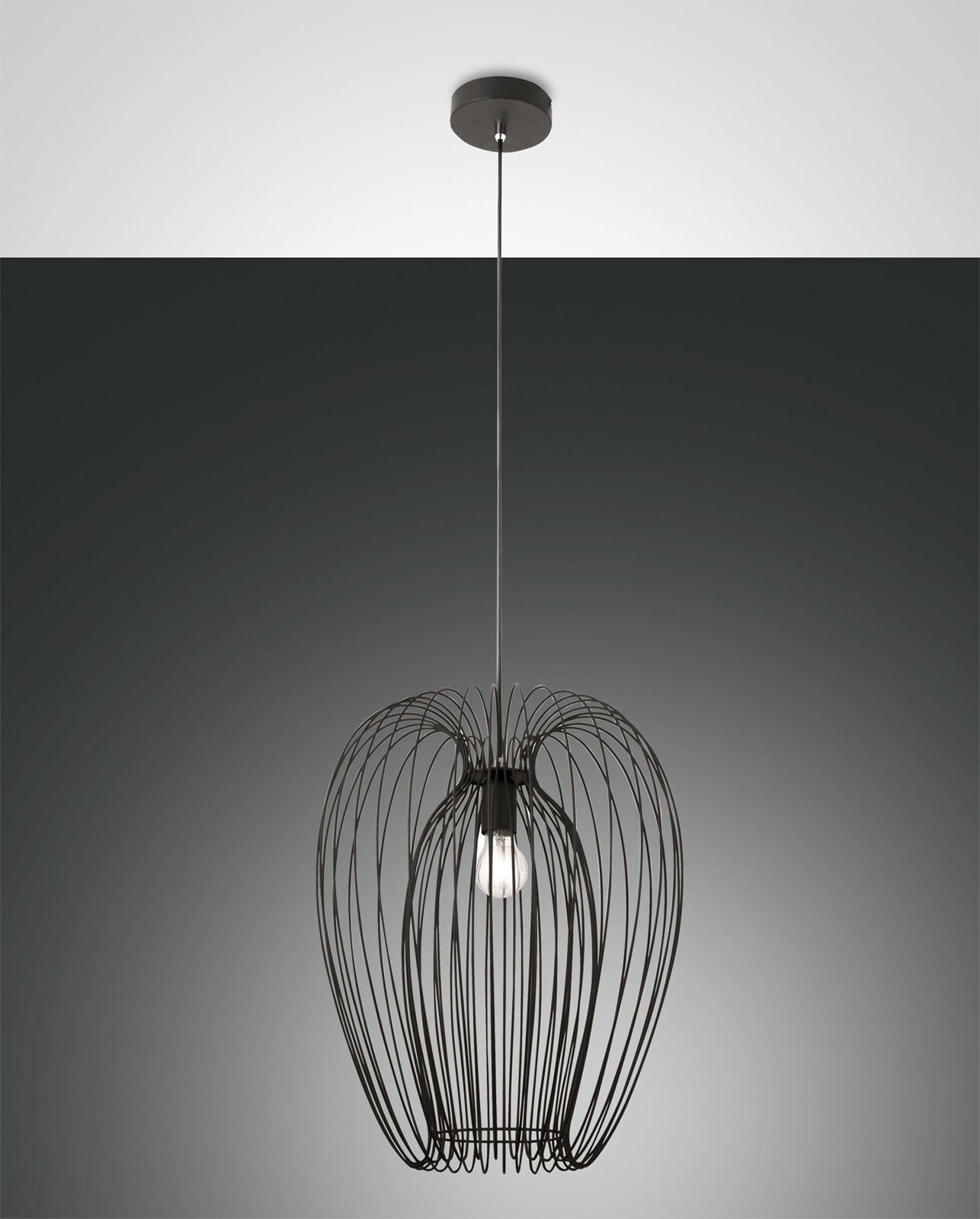 FABAS LUCE Retrofit Pendelleuchte CAMP 40 cm schwarz