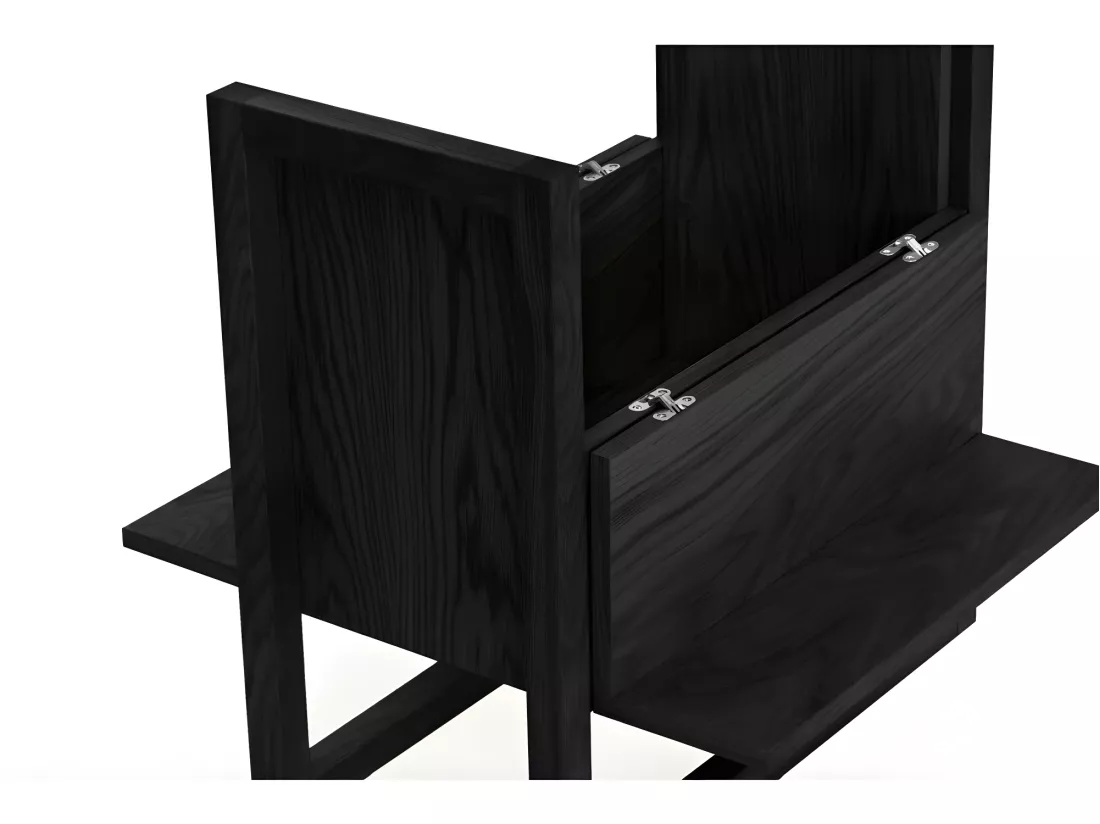 NewEst - Mini-bar design bois massif - Couleur - Noir