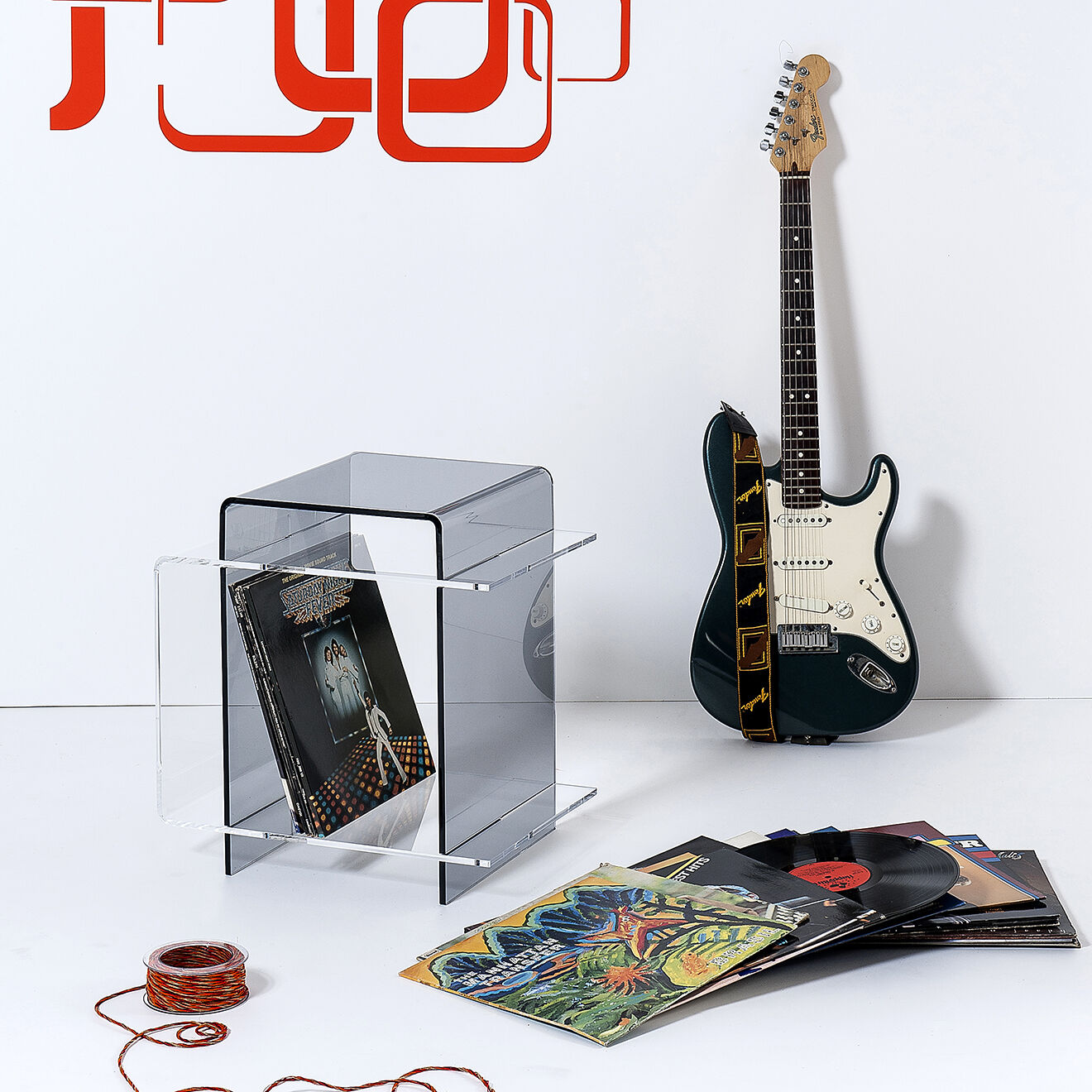 Iplex Table basse/chevet 70's fumé transparent - 45x33x47 cm