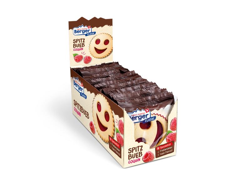 Berger Gebäck Spitzbueb 15 x 74 g Schweizer Gebäckspezialität mit Himbeermarmelade