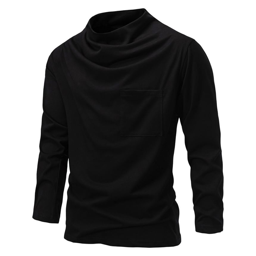 Blueforce - T-shirt met lange mouwen en mockneck, effen zakje en detail