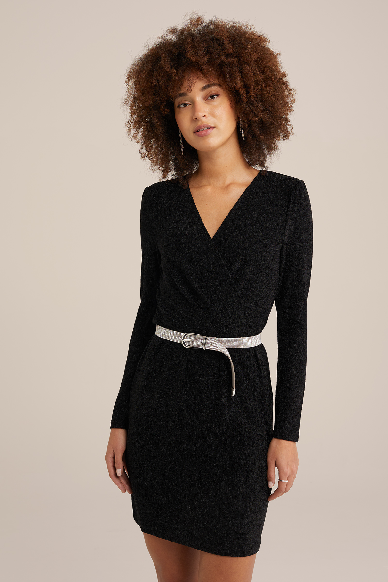 jurk met glittergaren WE Fashion Zwart