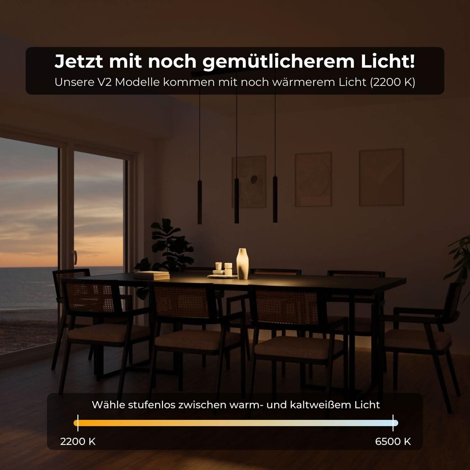 Dimmbare Pendelleuchte 'Learis', LED Deckenleuchte, moderne Hängelampe Esstisch Wohnzimmer Smart Home Alexa Google Home Tuya