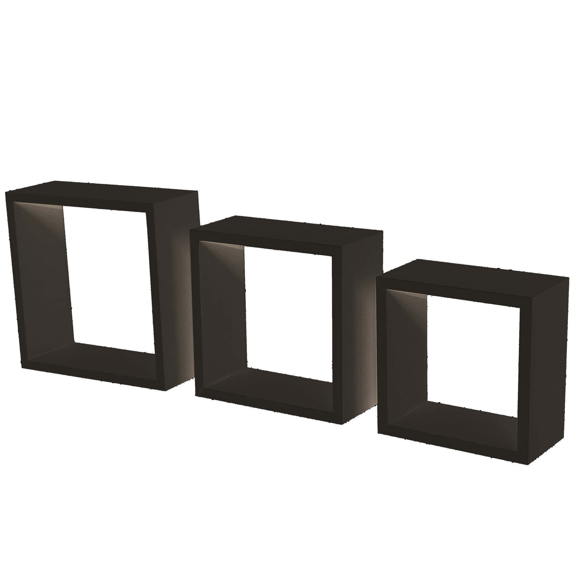 3er-Set Wandregal - schwarz - MDF