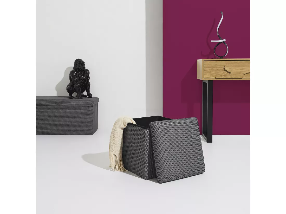 Coffre Pouf Pliable Atome Gris
