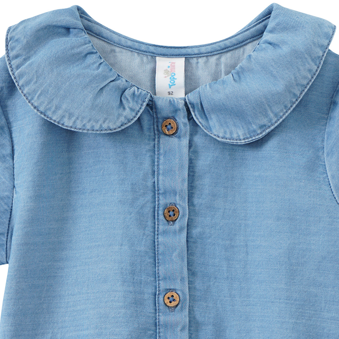 Topomini Baby Jeansbluse mit Lochstickerei blau