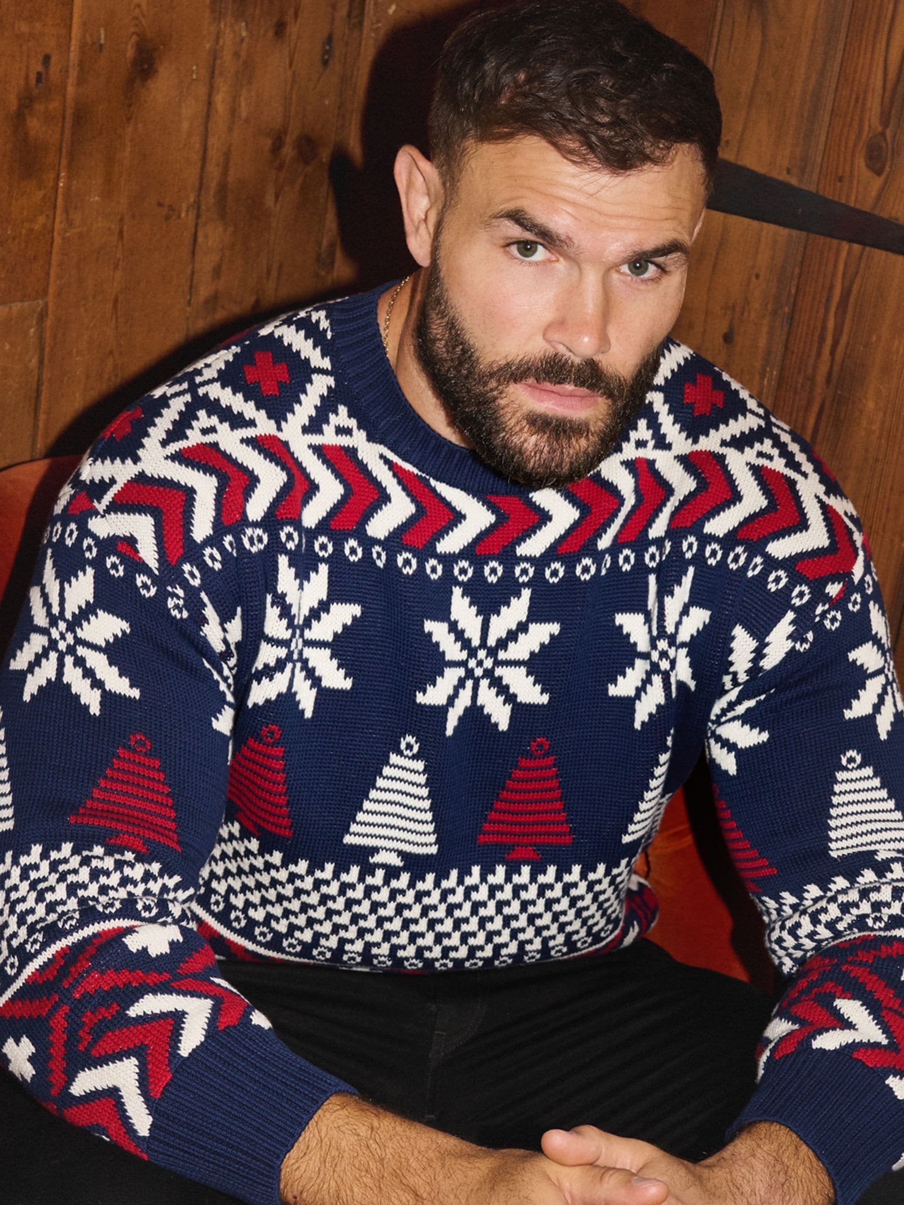 The Little Tailor Blauwe Kerstmis Multicolour Fairisle Katoenen Trui