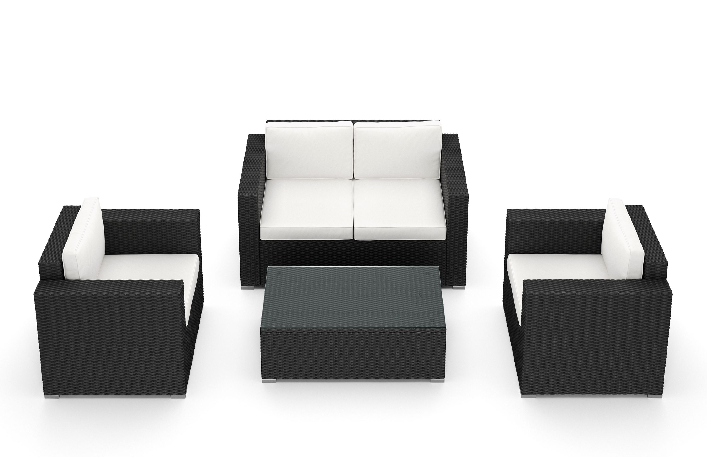 Rattanlounge VENEZIA schwarz/weiss
