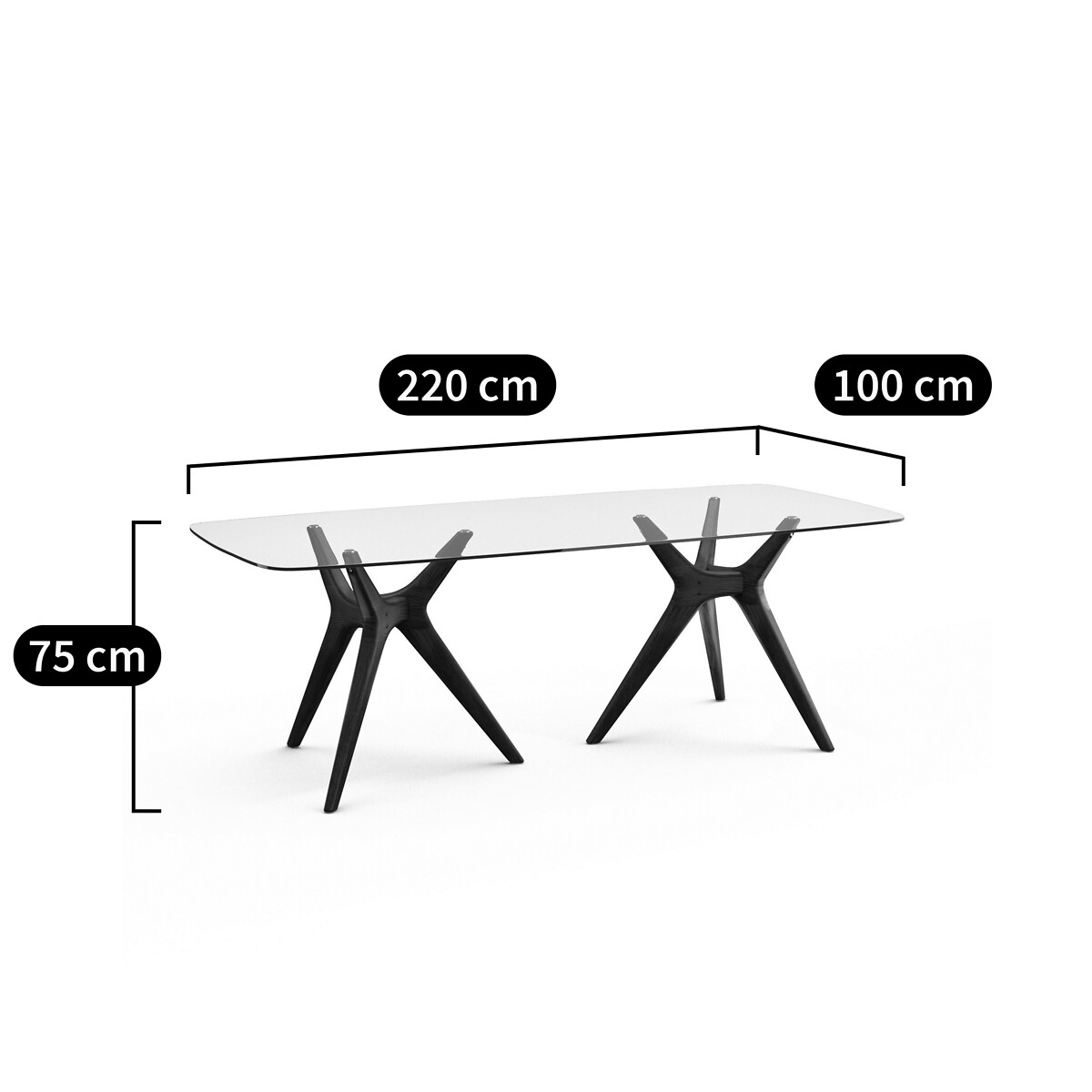 AM.PM<br>Mesa retangular de vidro e nogueira, Maricielo