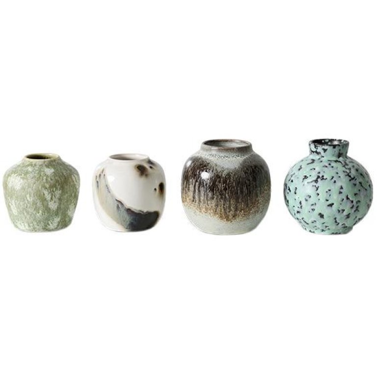 HKliving 70's Ceramic vaas set van 4 Canyon