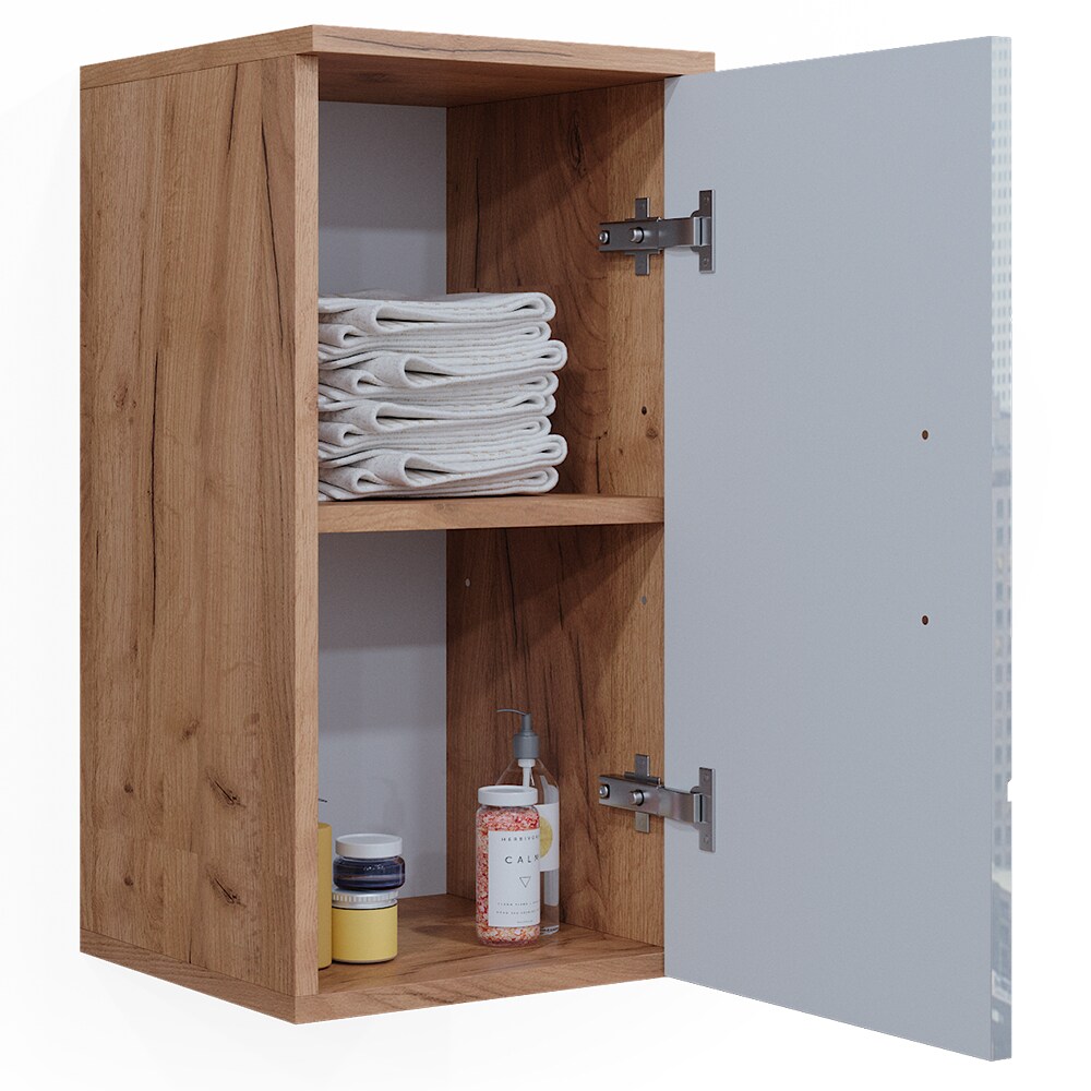 Vicco Hängeschrank Badschrank Badezimmermöbel Irma Eiche Weiß Hochglanz modern 30x59 cm Badezimmer Schrank Badmöbel hängend Schranktür Schrankfach
