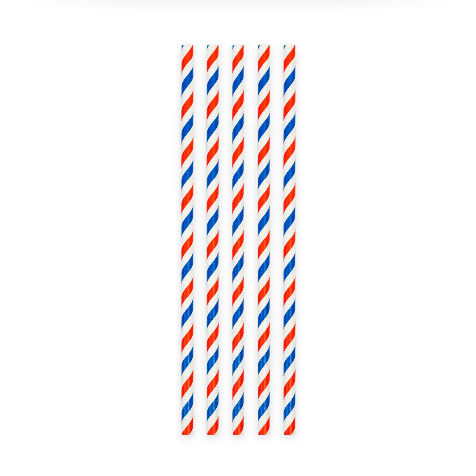 Rood Wit Blauwe Rietjes Karton 20st
