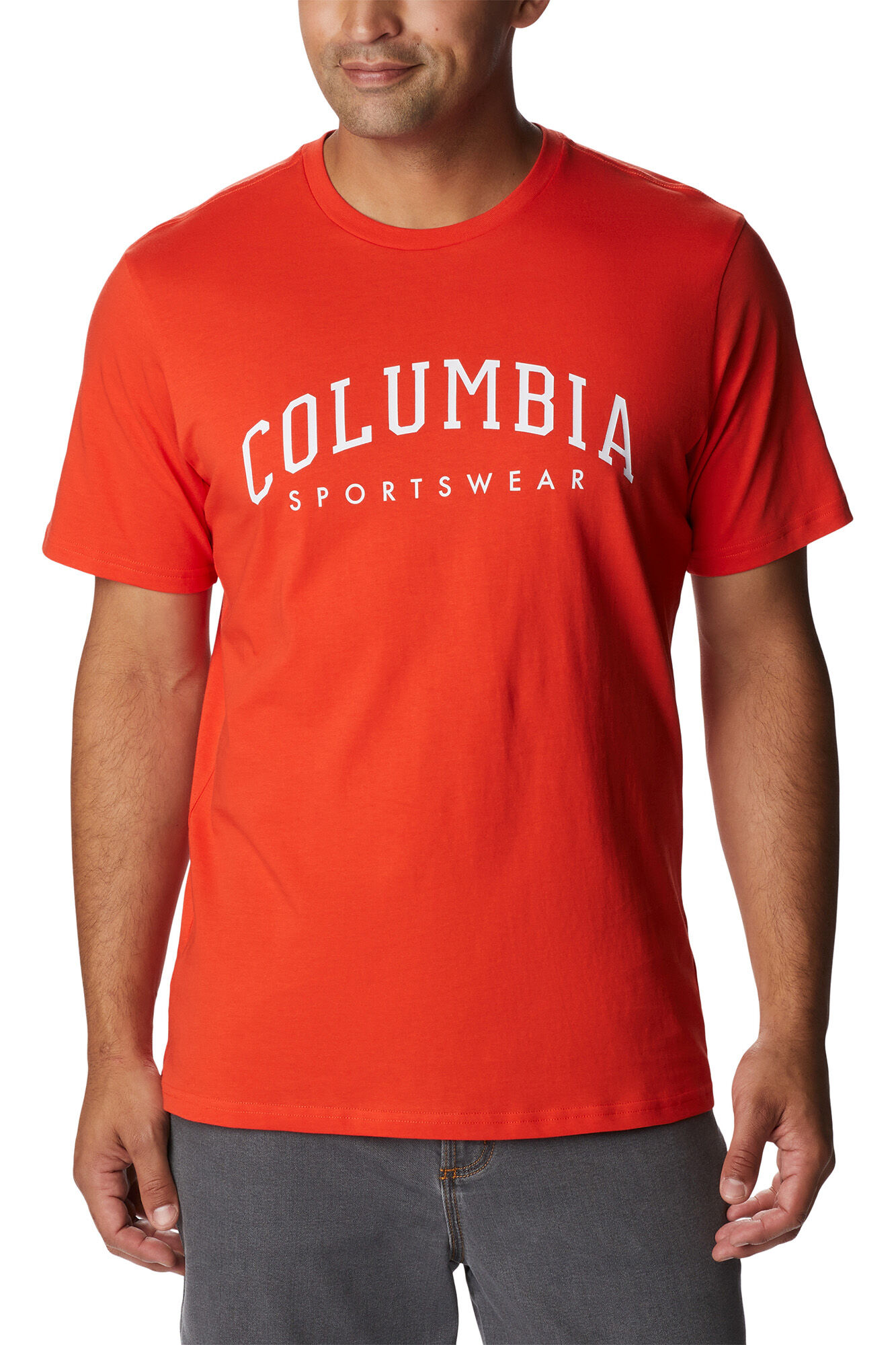 Camiseta masculina Columbia Rockaway River™ de manga curta com estampa - Vermelha