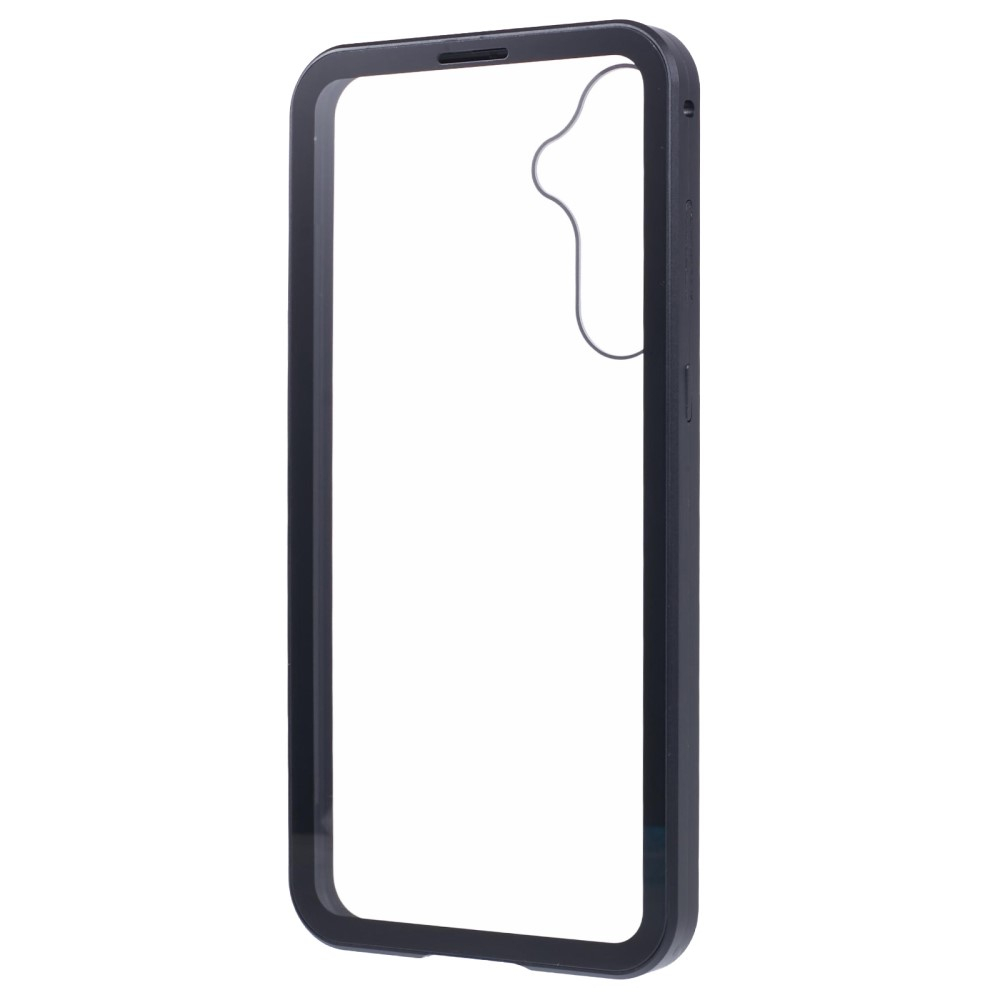 Samsung Galaxy A55 Magnetische Alu Schutzhülle mit Panzer Glas Backcover   Displayschutz (Magnet-Technologie) - Schwarz