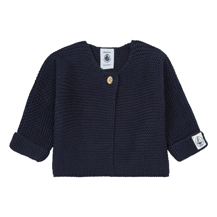 Petit Bateau Gilet Tricot Point Mousse Fabalero Coton Bio | Bleu marine