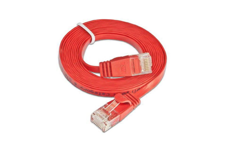Slimpatchkabel RJ-45 - RJ-45, Cat 6, UTP, 0.15 m, RotUnscreened/Unshielded Twisted-Pair-Kabel (UTP) mit Klinkenschutz