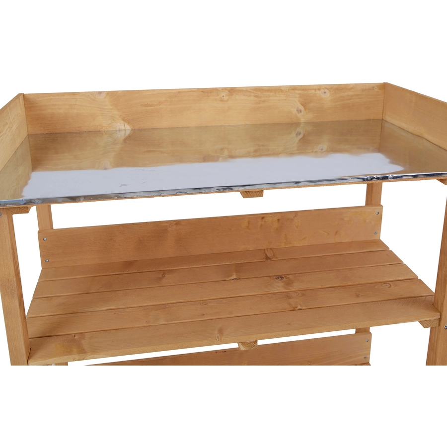 Outsunny Gärtnertisch mit Metall-Arbeitsfläche natur