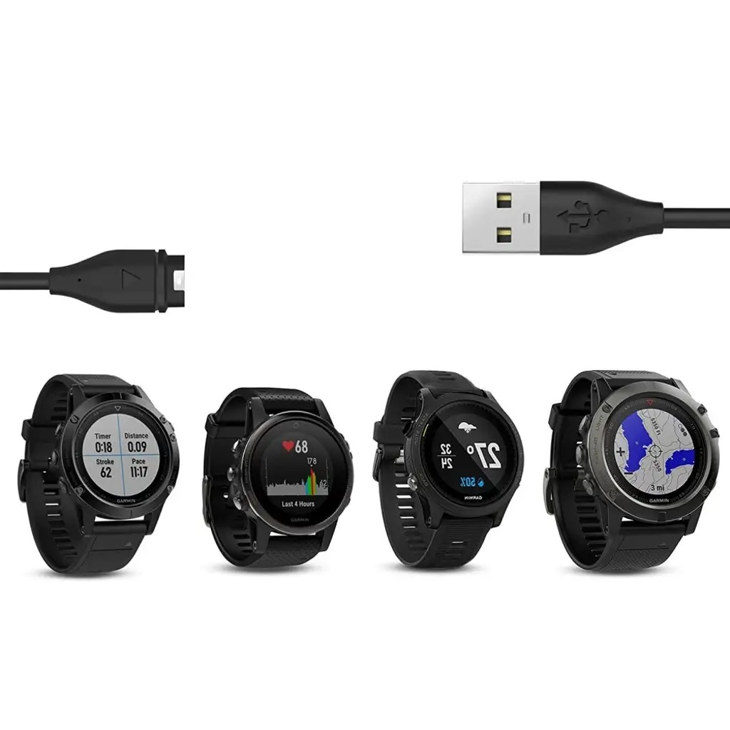 (1m) Garmin USB A Fast Charging Ladekabel - Schwarz