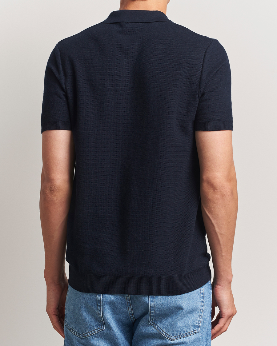 Sunspel Fine Texture Polo Navy
