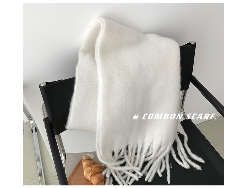 FROME - Effen Mohair Sjaal met Franjes
