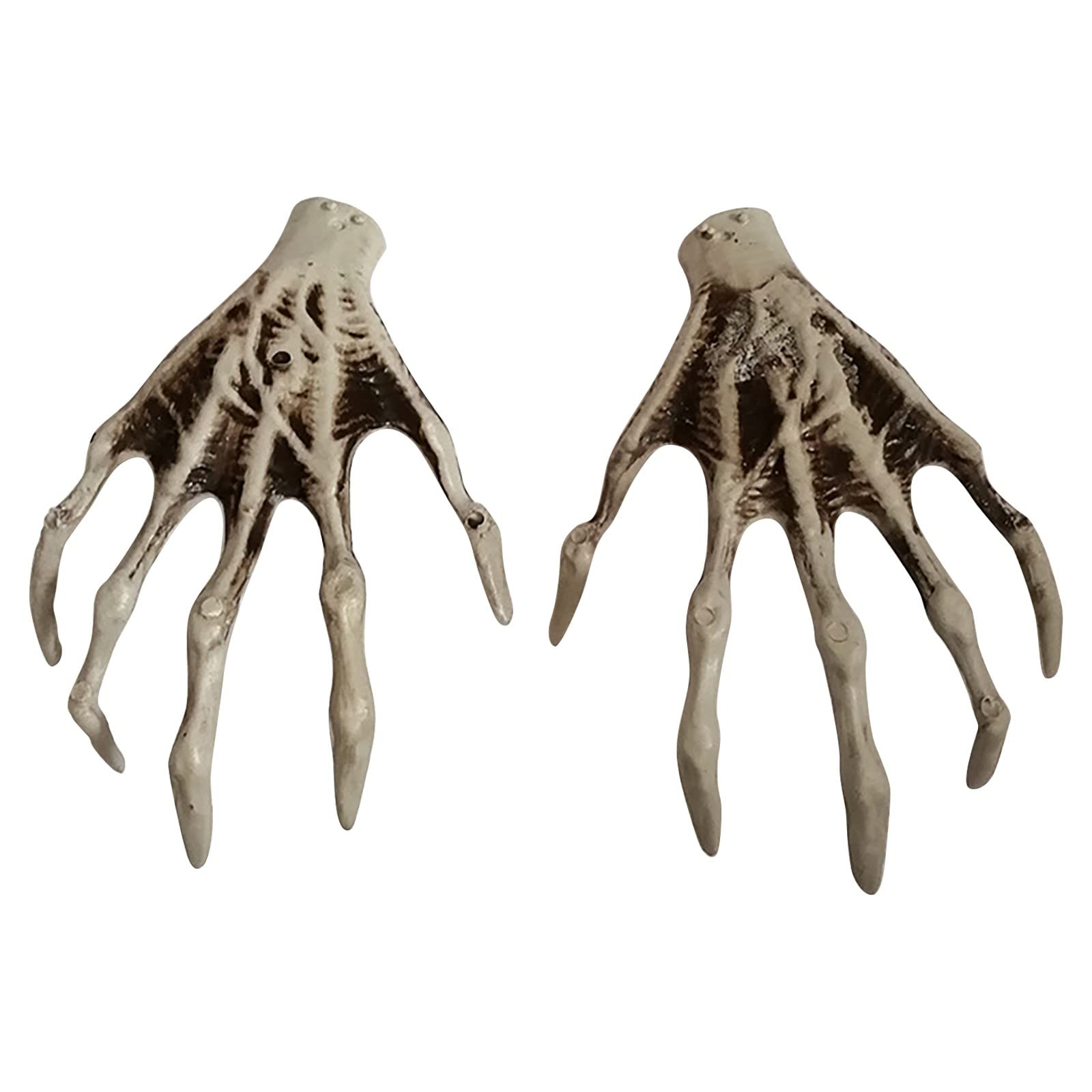 (2er Set) Halloween Deko Skelett Hand Grusel Knochen Gerüst Party Tischdeko - Grau