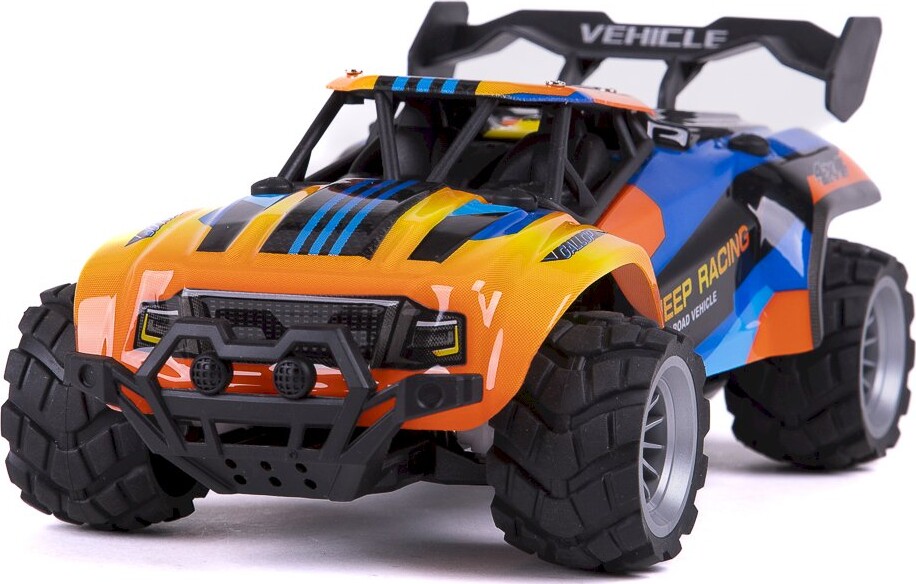 Fjernstyret Bil - Jeep Racing Dirt Stars - 1:18 - Blå Og Orange