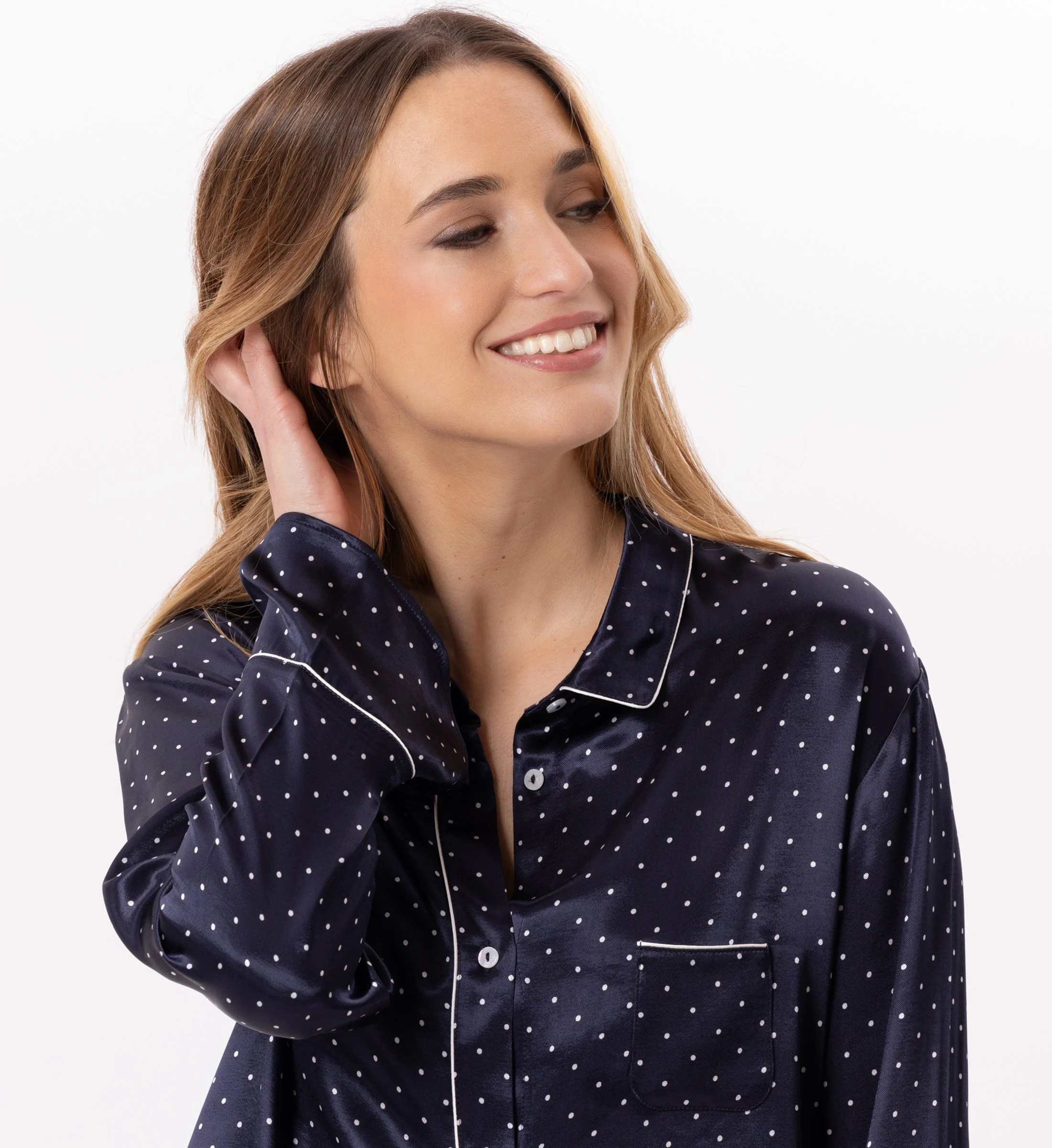 Pyjama boutonné en viscose | Bleu