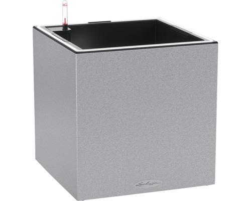 Lechuza Canto Stone 40 LED lage plantenbak, kunststof, 40 x 40 x 40 cm, steengrijs