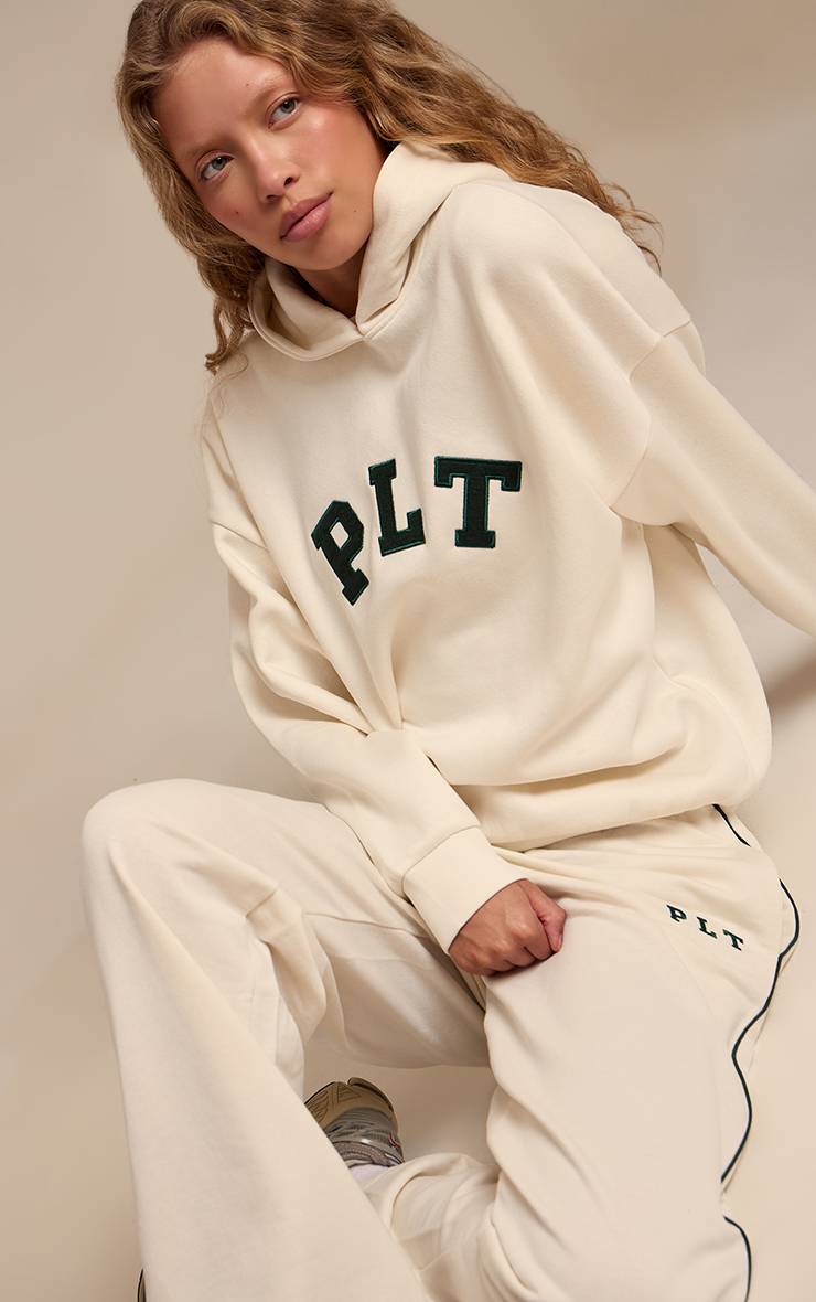 Cream Floral Sweat À Casynthétiqueche Oversize Avec Logo Plt
