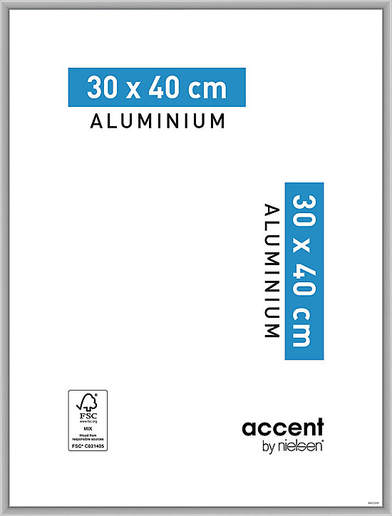 Cadre photo aluminium argent mat Accent l.30 x H.40 cm